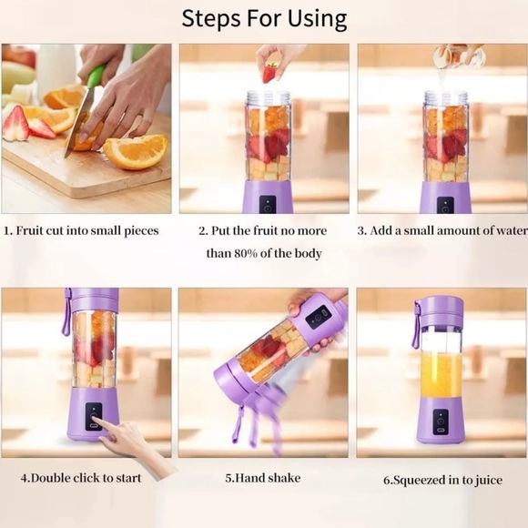 380ML Portable Personal Mini Juicer Cup USB Rechargeable Blender Smoothie Mixer - Picture 6 of 7